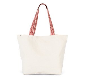 Kimood KINS118 - Large recycled flat bottom shopping bag Ecume / Ethnic Red