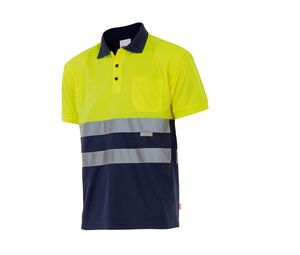 Velilla 173 - HV SS TWO-TONE POLO MARINE BLUE/HI-VIS YELLOW