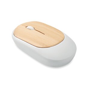 GiftRetail MO2085 - CURVY BAM Wireless mouse in bamboo White