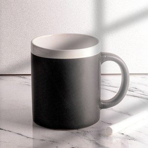 EgotierPro 28199 - Ceramic 300ml Mug with Matching Chalk SLATE White