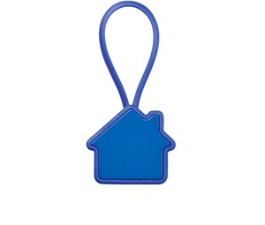 EgotierPro 36035 - Aluminum House-Shaped Keychain with Silicone ROOF Blue