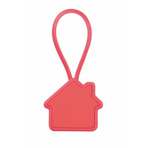 EgotierPro 36035 - Aluminum House-Shaped Keychain with Silicone ROOF Red