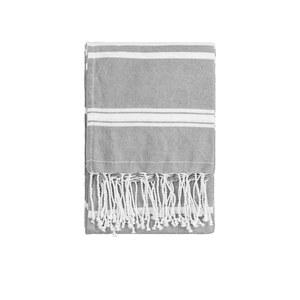 EgotierPro 39000 - Fouta Style Pareo Towel, 90x180cm, Cotton-Polyester ZANZIBAR Grey