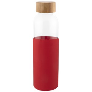 EgotierPro 50019 - Glass Bottle with Bamboo Cap, 500ml GIN Red