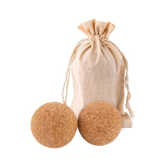 EgotierPro 50654 - Cork Massage Balls with Cotton Bag COLTON