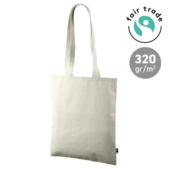 EgotierPro 50686F - Spain-Made Fairtrade Cotton Bag, 320gsm FAIRTRADE