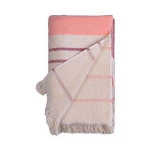 EgotierPro 52001 - 100% Cotton Yarn Dyed Foutah Towel MAHALO Red