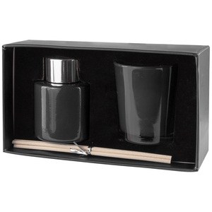 EgotierPro 52524 - 2-in-1 Aromatic Diffuser & Candle Set HONSHU Black