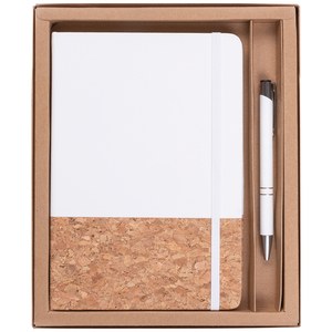 EgotierPro 53590 - Cork Notebook and Rubber Pen Set ECLIPSE