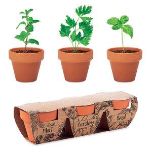 GiftRetail MO6145 - FLOWERPOT Terracotta 3 herb pot set