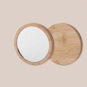 EgotierPro 50659 - Bamboo Wood Frame Small Mirror CRIM
